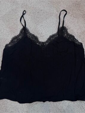 Black Lace Trim Cami Spaghetti strap Small